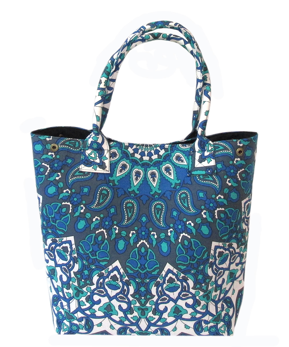 Blue Printed Cotton Mandala Handbag – Ample Royal