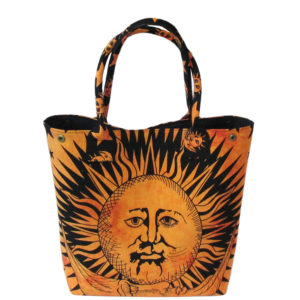 Burning Sun Moon Printed Women Cotton Handbag