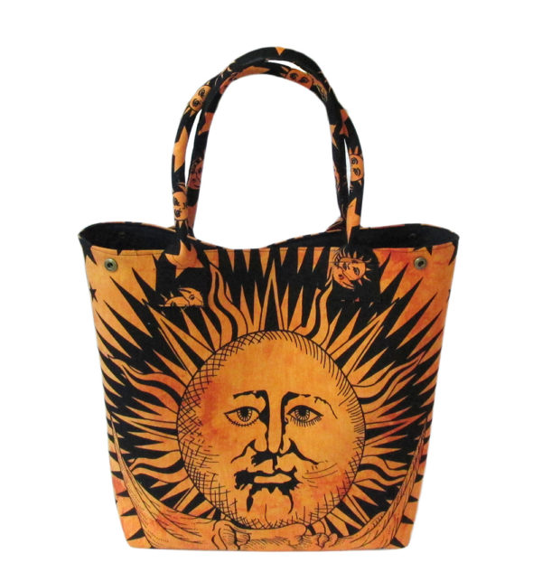 Burning Sun Moon Printed Women Cotton Handbag