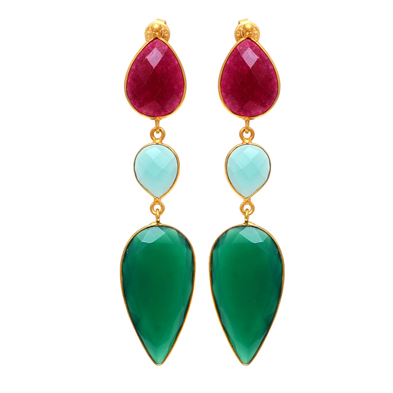 Gold Plated Fashion Earrings with Multi Gemstone – Ample Royal