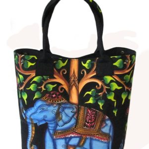 Elephant Print Cotton Handbag