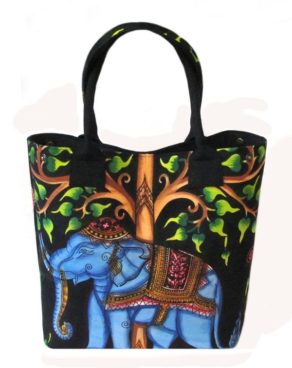 Elephant Print Cotton Handbag