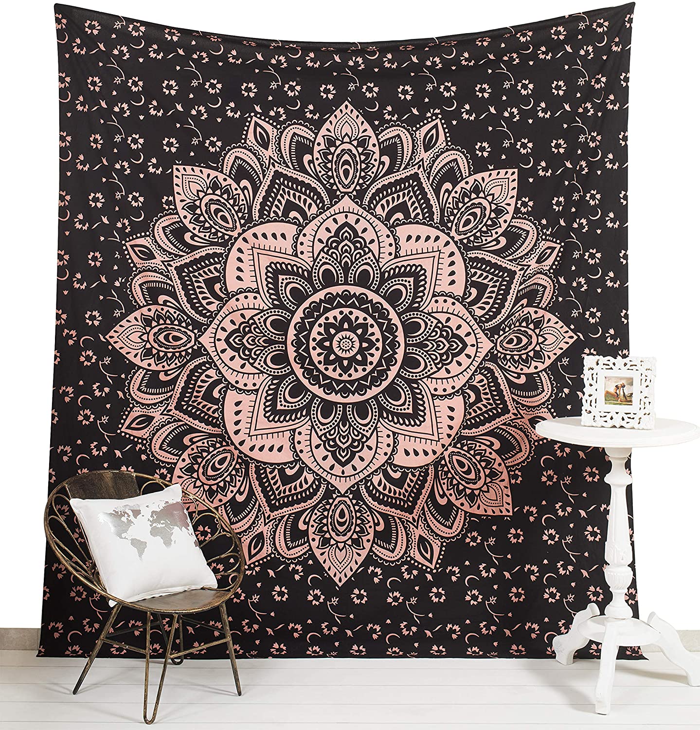 Queen Size Mandala Black and Rose Gold 1.1